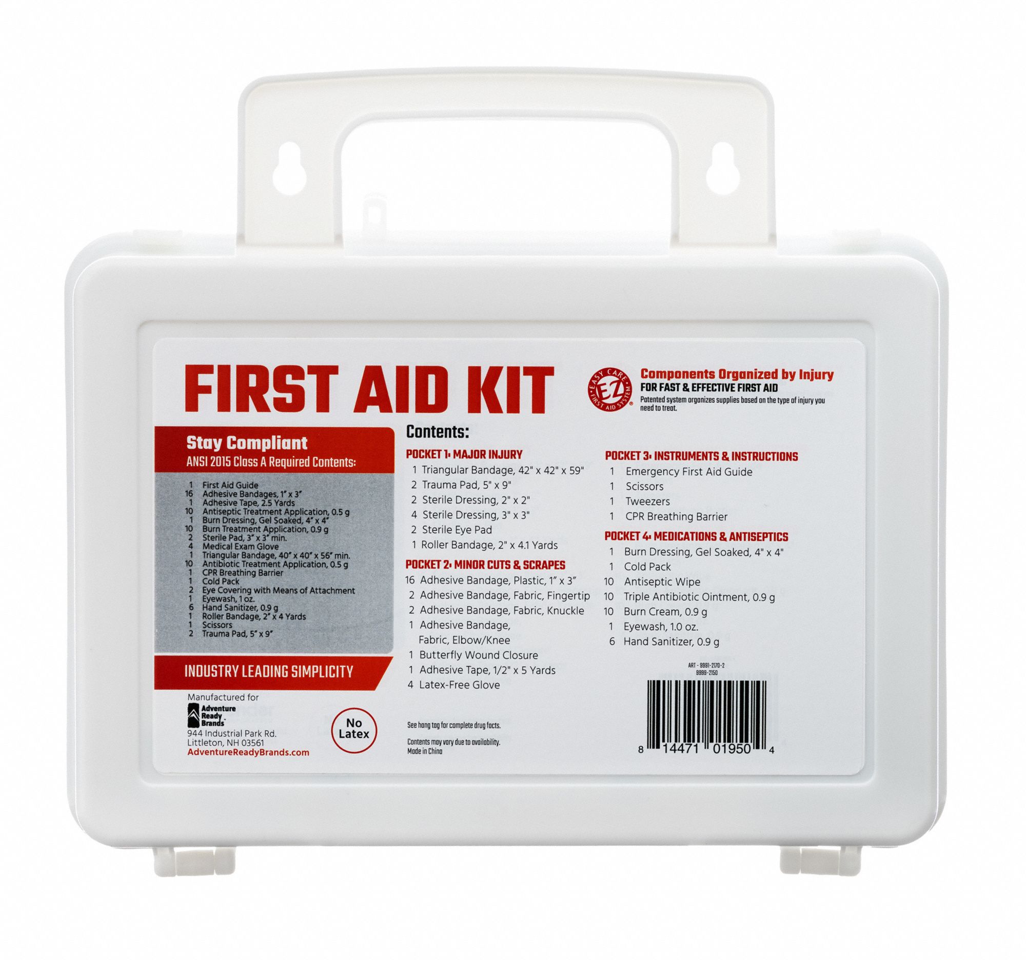 GRAINGER APPROVED First Aid Kit Industrial, 25 People Served per Kit
