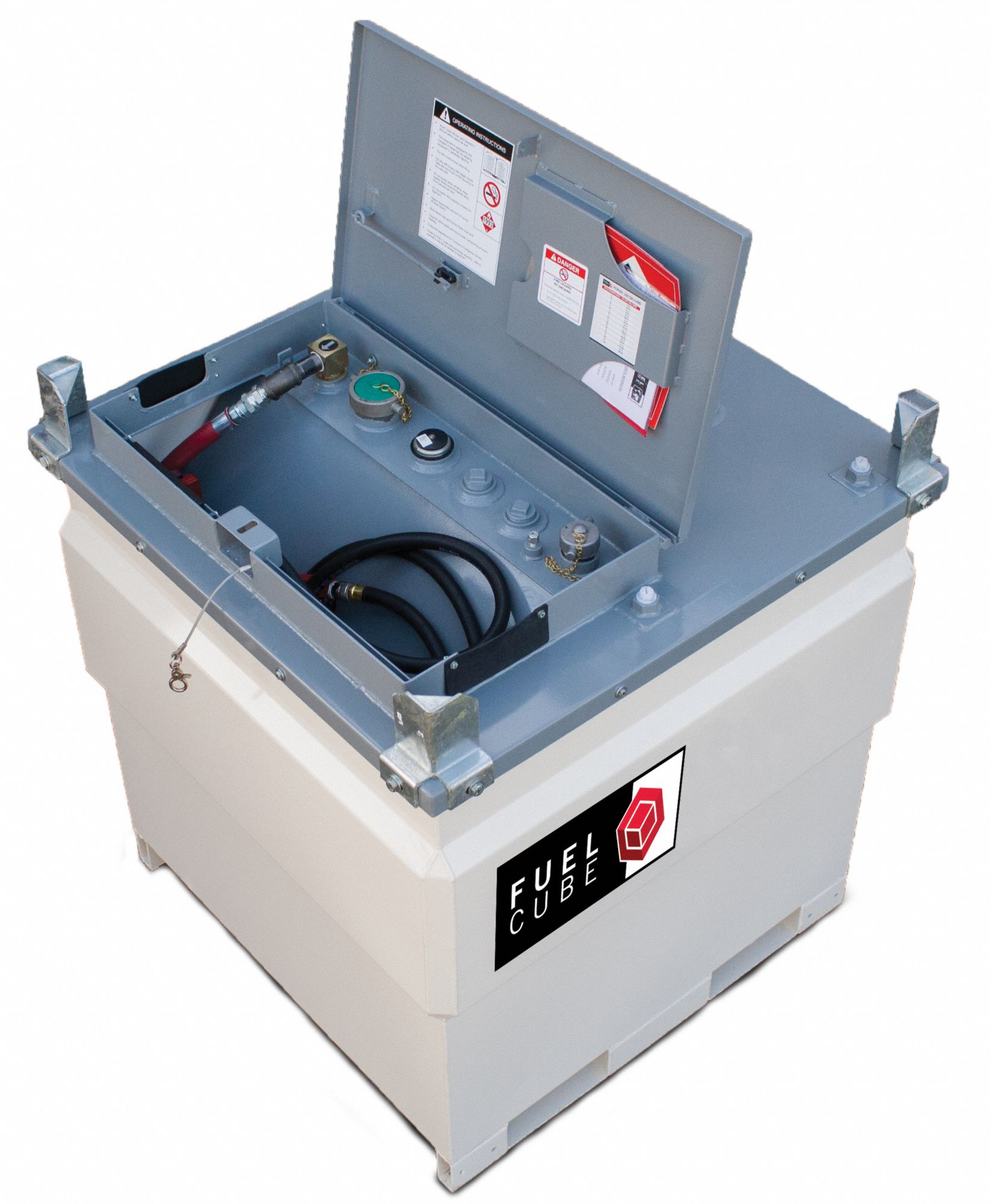 FUELCUBE White Square Diesel Fuel Tank, 250 gal Capacity, 11 Gauge