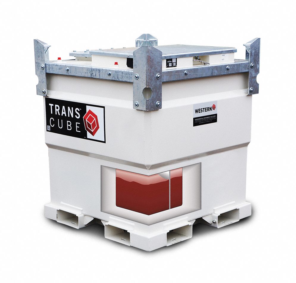 TRANSCUBE White Square Gas/Diesel Fuel Tank, 258 gal Capacity, 11 Gauge