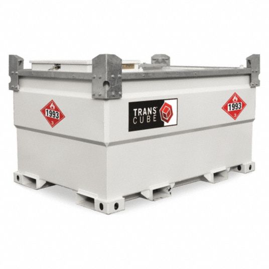 TRANSCUBE White Square Gas/Diesel Fuel Tank, 793 gal Capacity, 11 Gauge