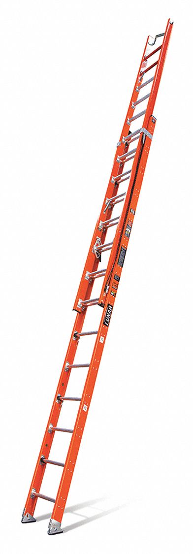 28 ft Fiberglass Extension Ladder, 300 lb Load Capacity, 52.0 lb Net ...