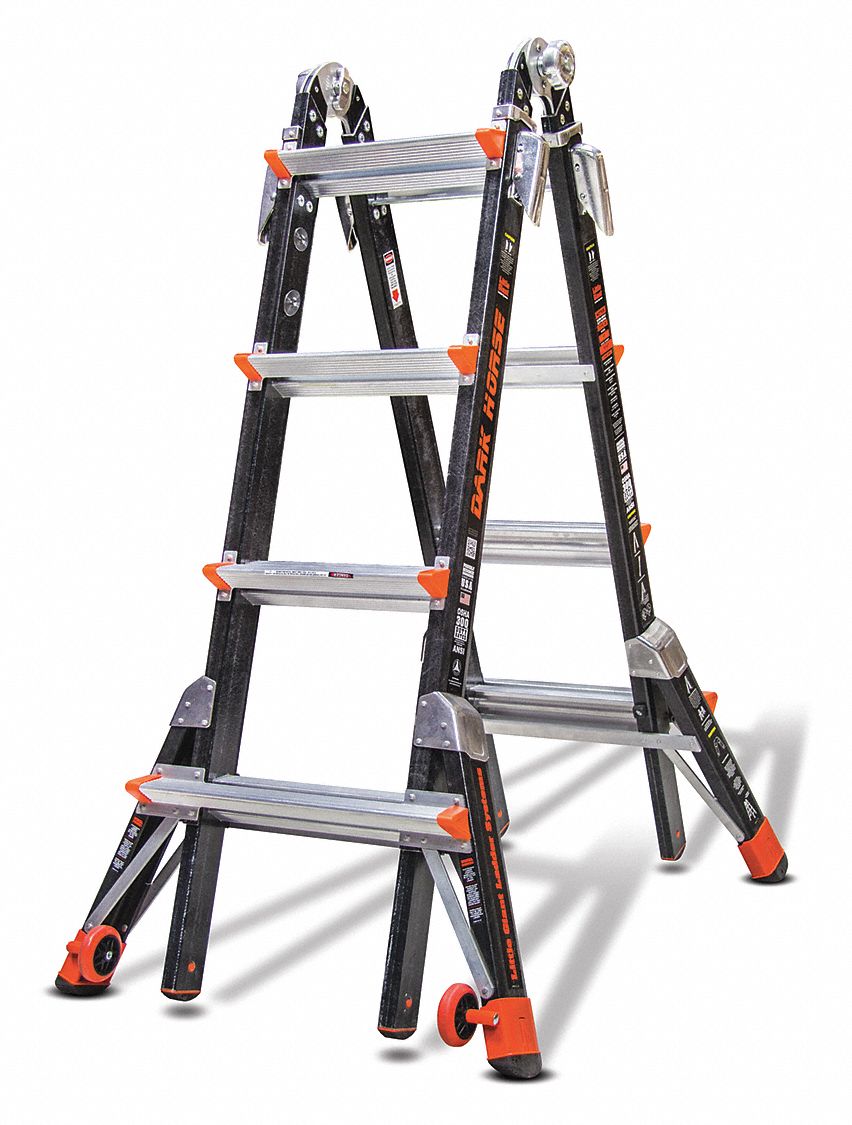 LITTLE GIANT 9 ft Fiberglass Multipurpose Ladder, 300 lb Load Capacity