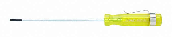 Pocket Clip Slotted Screwdriver: 3/32 in Tip Size, Std Lg, 6 1/2 in Overall Lg, Cushion Grip