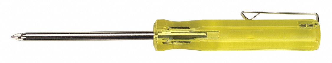 POCKET CLIP PHILLIPS SCREWDRIVER, #0 TIP SIZE, 4 1/4 IN OVERALL L, 2 IN SHANK L