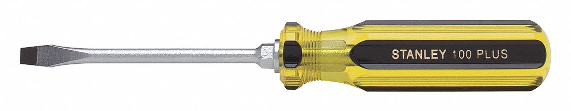 GENERAL PURPOSE SLOTTED SCREWDRIVER, 1/4 IN TIP SIZE, 8 1/4 IN OVERALL L, 4 IN SHANK L