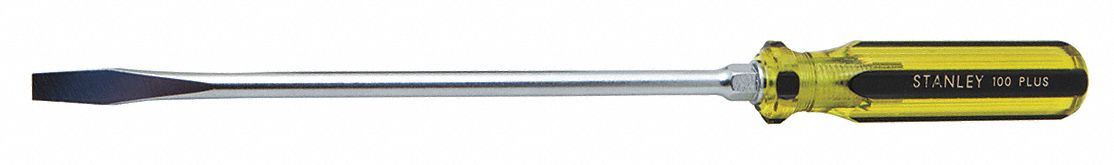 GENERAL PURPOSE SLOTTED SCREWDRIVER, ⅜ IN TIP SIZE, 15¼ IN OVERALL L, 10 IN SHANK L