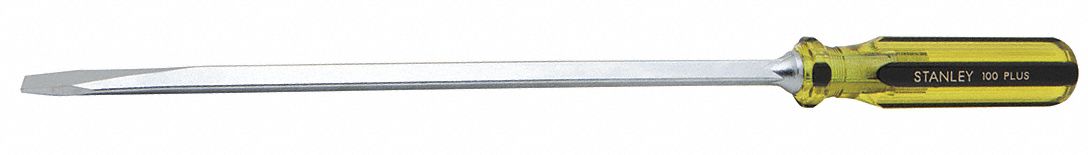 GENERAL PURPOSE SLOTTED SCREWDRIVER, ⅜ IN TIP SIZE, 17¼ IN OVERALL L, 12 IN SHANK L