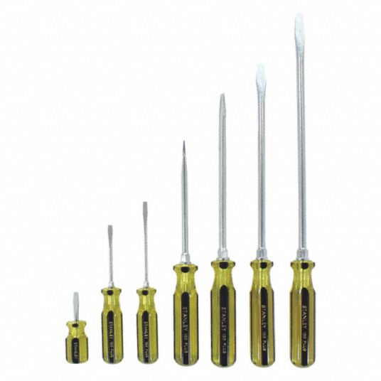 STANLEY, 7 Pieces, Slotted/Square Tip, Magnetized Tip Screwdriver Set ...