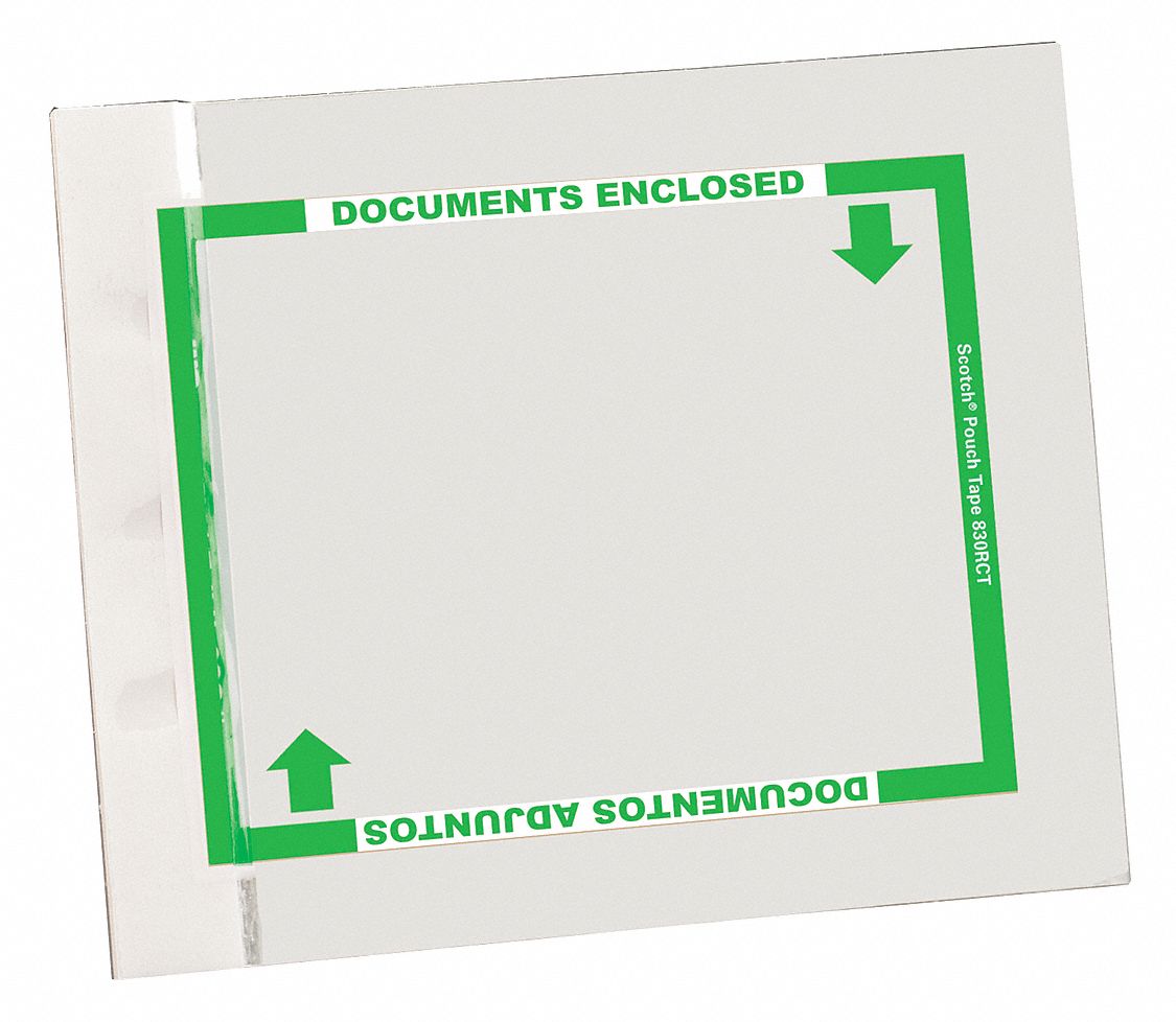 Packing List Envelope: 6 in Outside Ht, 10 in Outside Lg, Clear, Centered, Top Loading, 4, 000 PK