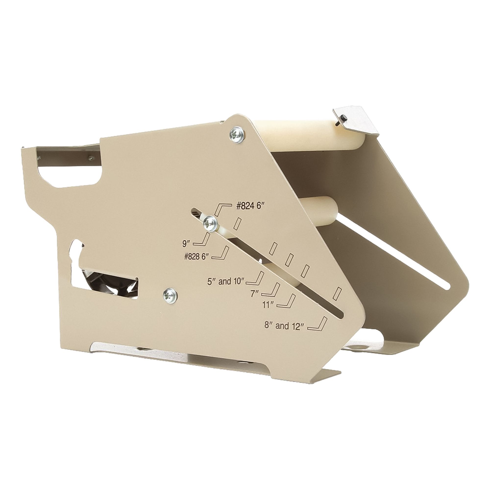 Tape Dispenser: For 6 in Max Tape Wd, For 3 in Tape Core Dia, For 5 3/4 in Max Tape Roll Dia