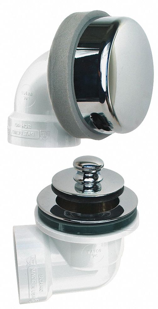 Shower Drain: 2 7/8 in Overall Dia, 16 in Overall Lg, 16 in Overall Ht, Push and Pull, Plastic