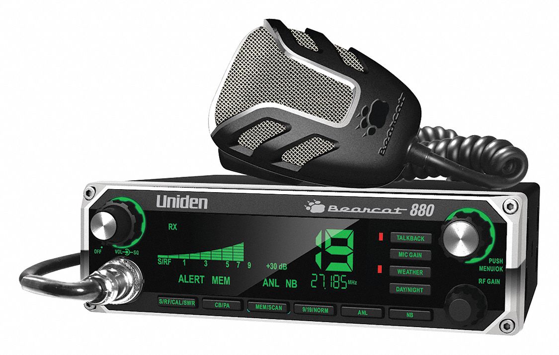 CB Radio: Mounted, Gen Purpose, 26 to 27 MHz, 8 ft Microphone Cord Lg, 6-Pin
