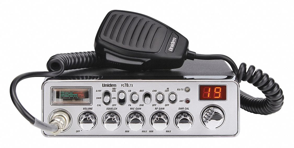 CB Radio: Mounted, Gen Purpose, 26 to 27 MHz, 8 ft Microphone Cord Lg, 4-Pin