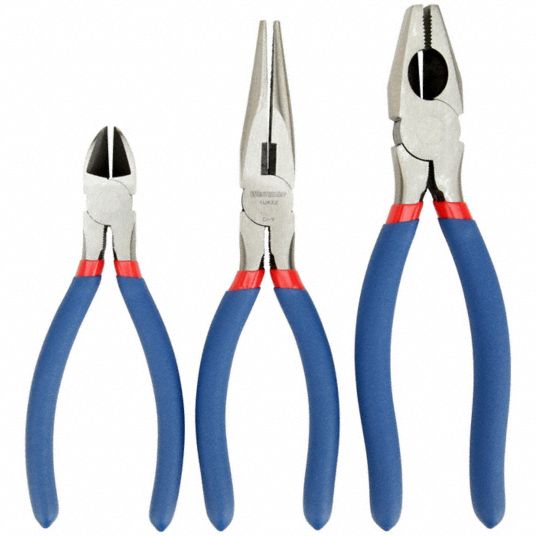 Plier Set: 5 Pliers, Std Cushion Grip, Manual, Pouch, 2 - 5 Pliers Range