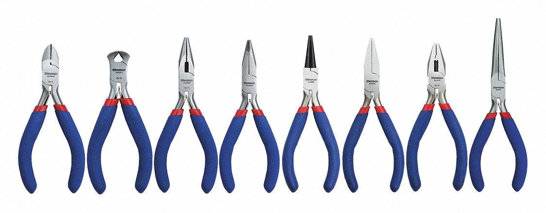 PLIER SET,BLUE,DIPPED,8 PCS