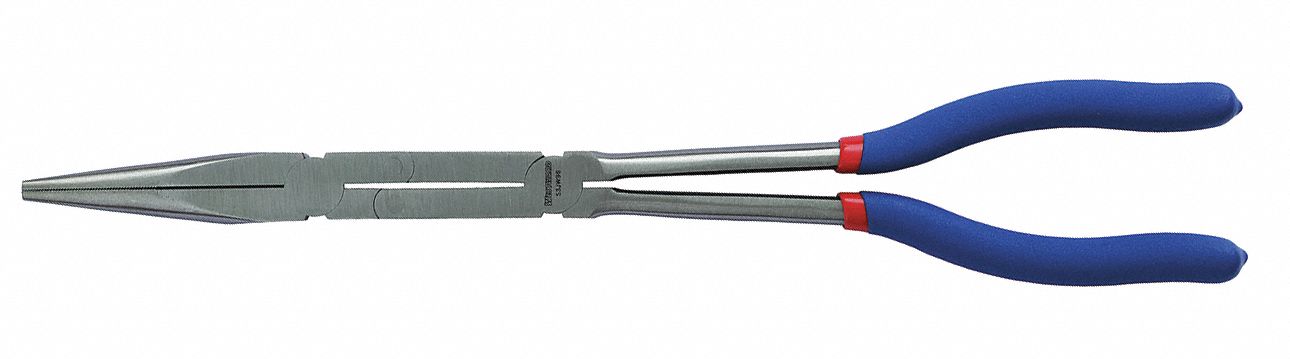 Long Nose Plier: 2 in Max Jaw Opening, 13 1/2 in Overall Lg, 3 7/8 in Jaw Lg, 1/8 in Tip Wd