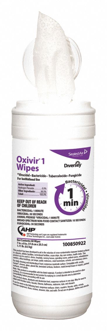 Disinfecting Wipes: Canister, Ready to Use, Wipes, Hydrogen Peroxide, Fresh, 12 PK