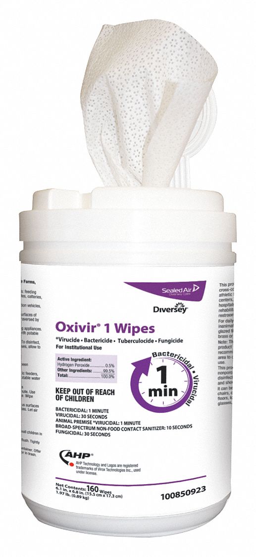 Disinfecting Wipes: Canister, Ready to Use, Wipes, Hydrogen Peroxide, Fresh, 12 PK