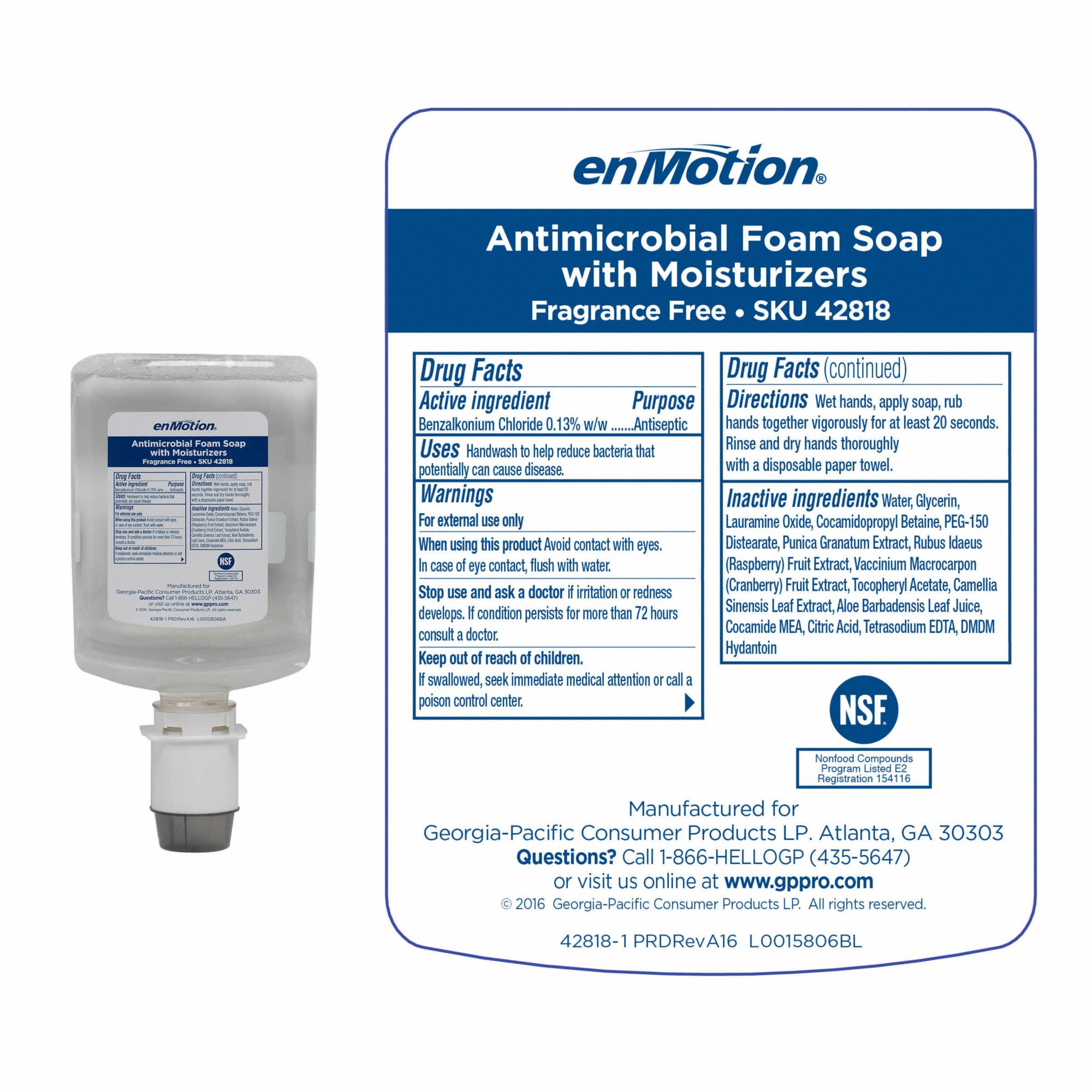 Unscented, Foam, Hand Soap, 1,200 mL, Cartridge