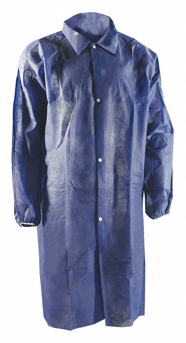 DISPOSABLE LAB COAT,BLUE,SZ XL,PK30