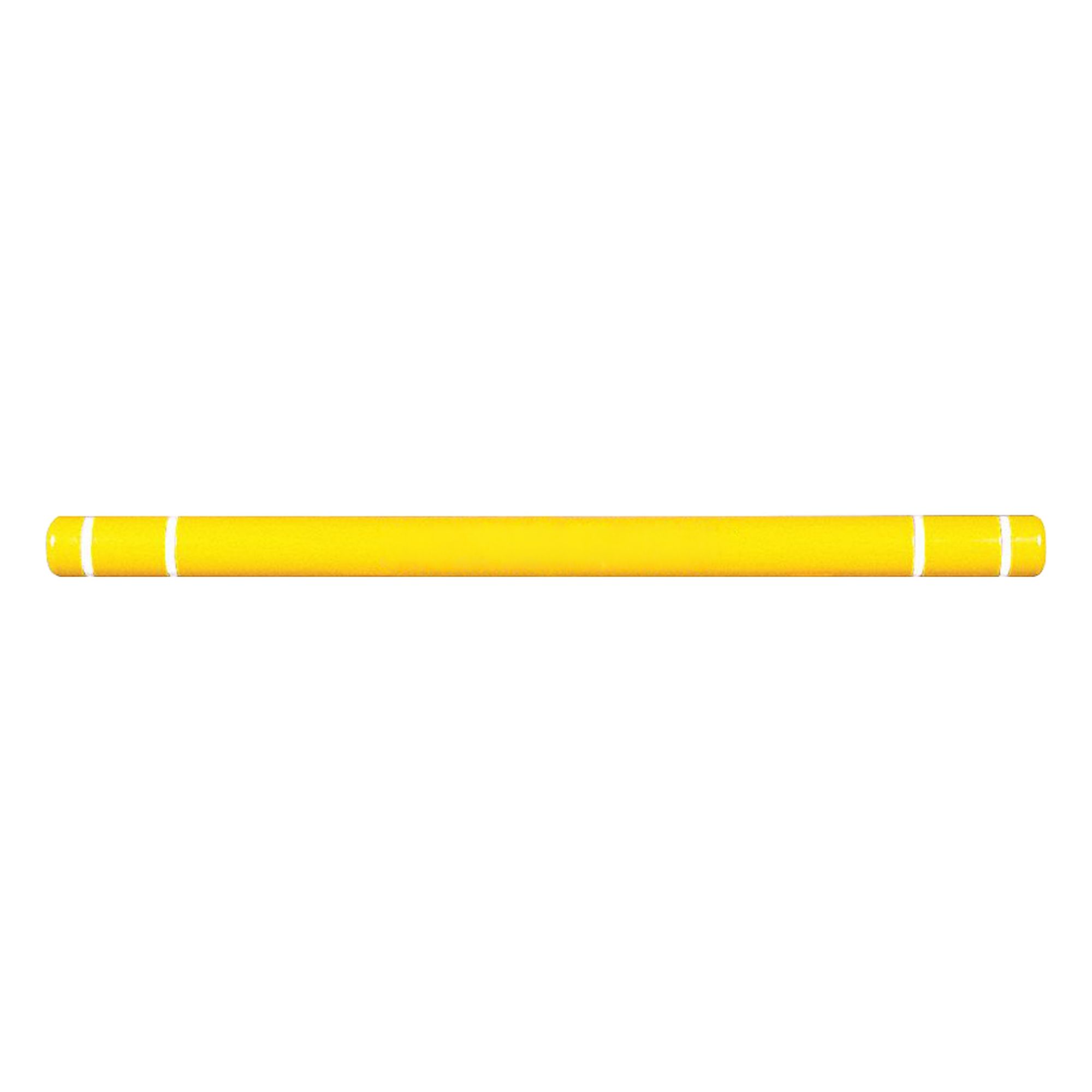 Clearance Bar: 120 in Overall Lg, 5 in Outside Dia, Yellow, HDPE, Indoor/Outdoor, Stripe Color White