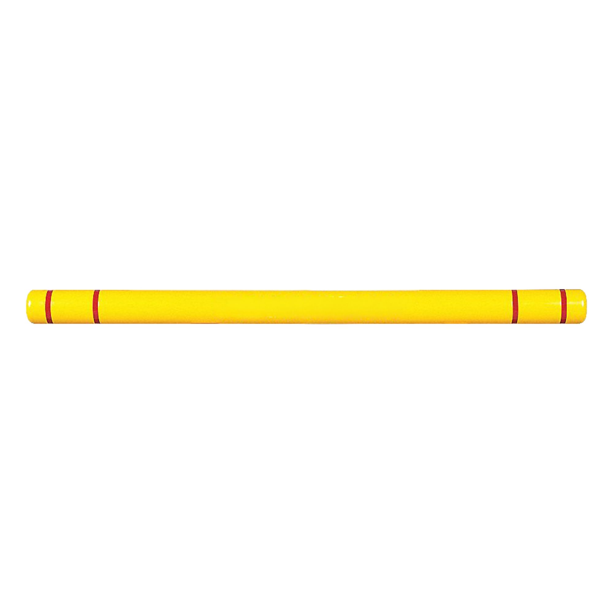 Clearance Bar: 120 in Overall Lg, 5 in Outside Dia, Yellow, HDPE, Indoor/Outdoor, Stripe Color Red