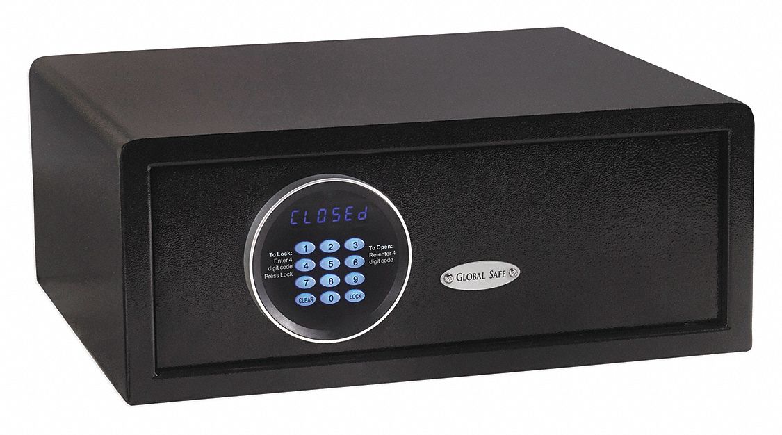 GLOBAL SAFE Hotel Safe, Black, Net 35.2 lb., Steel 53KA36824 Black