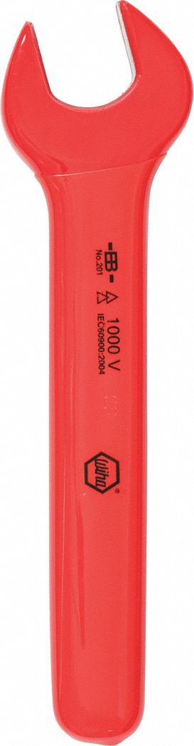 OPEN END WRENCH, ALLOY STEEL, HIGH-VISIBILITY COATING, ½ IN HEAD SIZE, 5½ IN OVERALL L