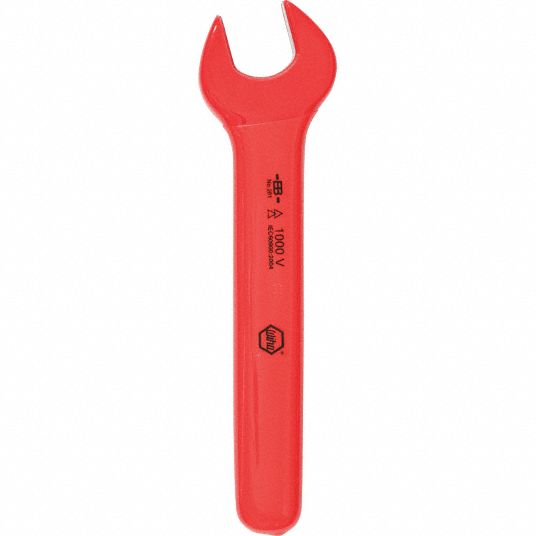 WIHA Open End Wrench: Alloy Steel, High Visibility Coating, 1/2 in Head  Size, 5 1/2 in Overall Lg