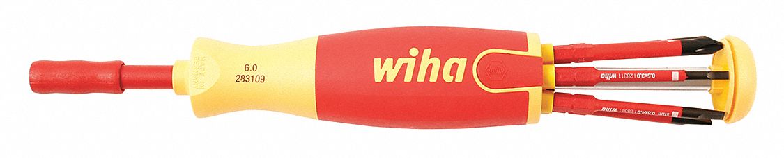 MULTI-BIT SCREWDRIVER, PHILLIPS/SLOTTED TIP, #1/¼ IN/⅛ IN/#2/5/32 IN/7/32 IN TIP SIZE
