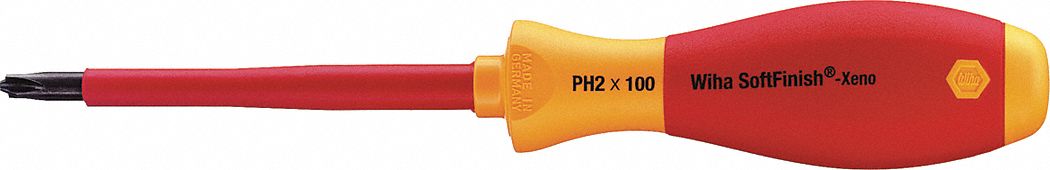 Wiha 53410 - Destornillador Phillips, resistente con mango de microacabado  y tapa de acero, 0.079 x 3.937 in