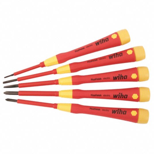 WIHA, 5 Pieces, Phillips/Slotted Tip, Insulated Screwdriver Set