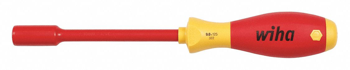 SOLID ROUND SHANK NUT DRIVER, 14 MM TIP SIZE, 9½ IN OVERALL L, 5/16 IN BOLT CLEARANCE