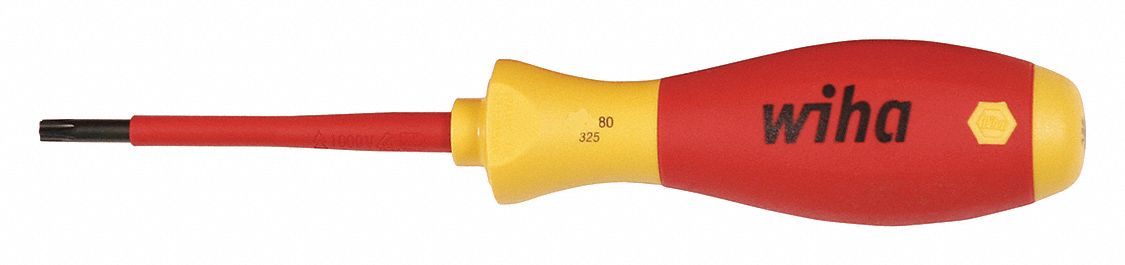 INSULATED TORX SCREWDRIVER, T25 TIP SIZE, 7 3/4 IN OVERALL L, 3 IN SHANK L, MOLDED GRIP