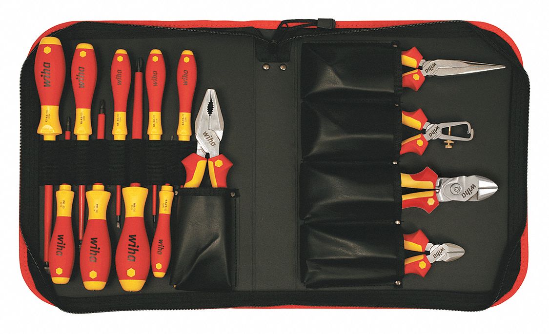 INSULATED TOOL SET, INSULATED, 14 TOTAL PIECES, TOOL CASE, 1000VAC MAX