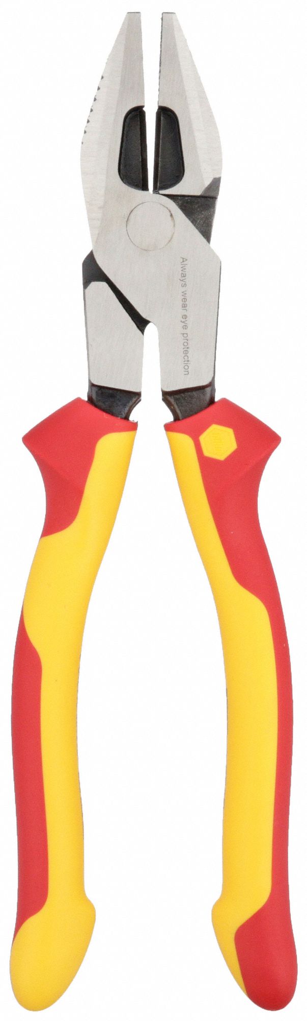 LINEMANS PLIER, INSULATED, FLAT, 9½ IN OVERALL L, 1¾ IN JAW L, 1⅜ IN JAW W, 9 TO 11 IN