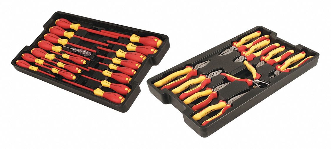 INSULATED TOOL SET, INSULATED, 28 TOTAL PIECES, TOOL CASE, 1000VAC MAX