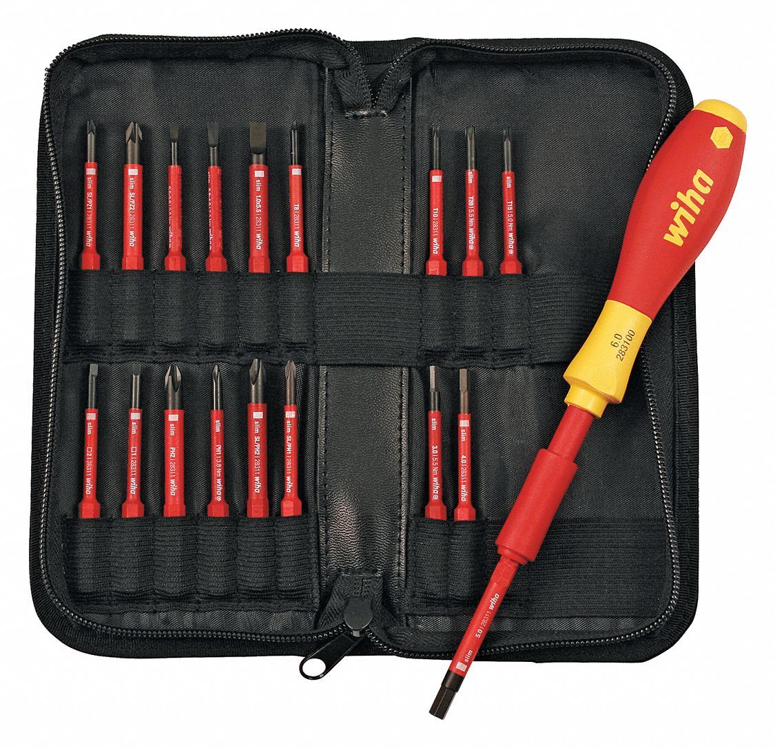 WIHA TOOLS Insulated Screwdriver Set: 19 Pieces, Phillips/Slotted 