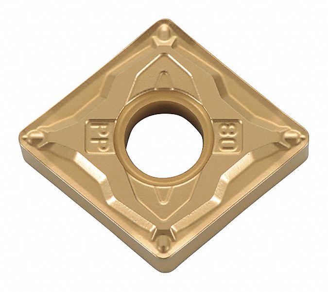 Diamond Turning Insert: CNMG Insert, Neutral, 3/16 in Thick, 1/32 in Corner Radius, CA510