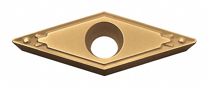 Diamond Turning Insert: VCMT Insert, Neutral, 1/8 in Thick, 1/64 in Corner Radius, CA525