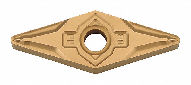Diamond Turning Insert: VNMG Insert, Neutral, 3/16 in Thick, 0.0080 in Corner Radius, CA510