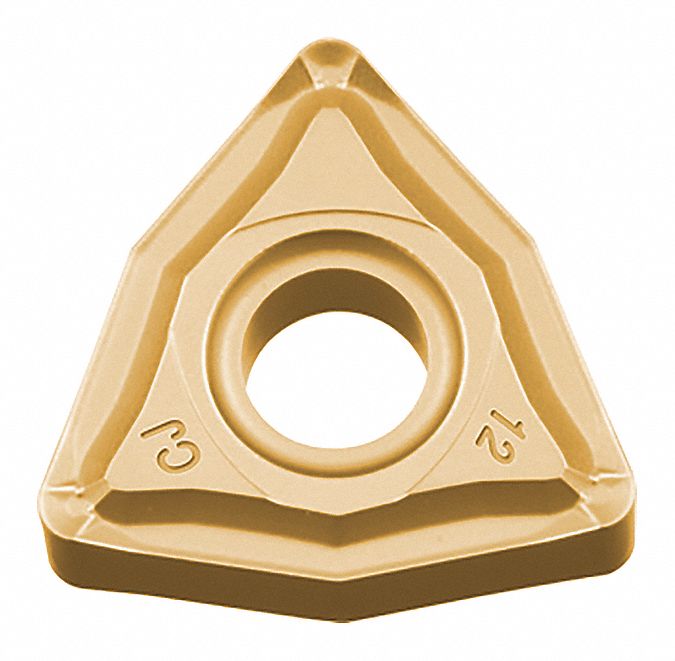 Turning Insert: 1/2 in Inscribed Circle, Neutral, 3/16 in Thick, CJ Chip-Breaker, CA515