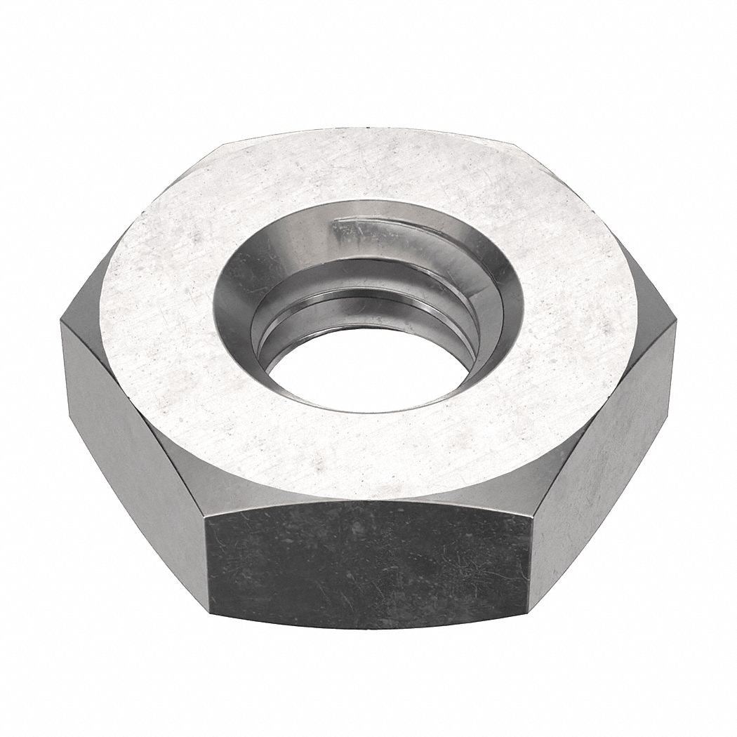 Hex Nut: Std Hex, #8-32 Thread, 11/32 in Hex Wd, 1/8 in Hex Ht, Stainless Steel, 18-8, NL-19, 100 PK