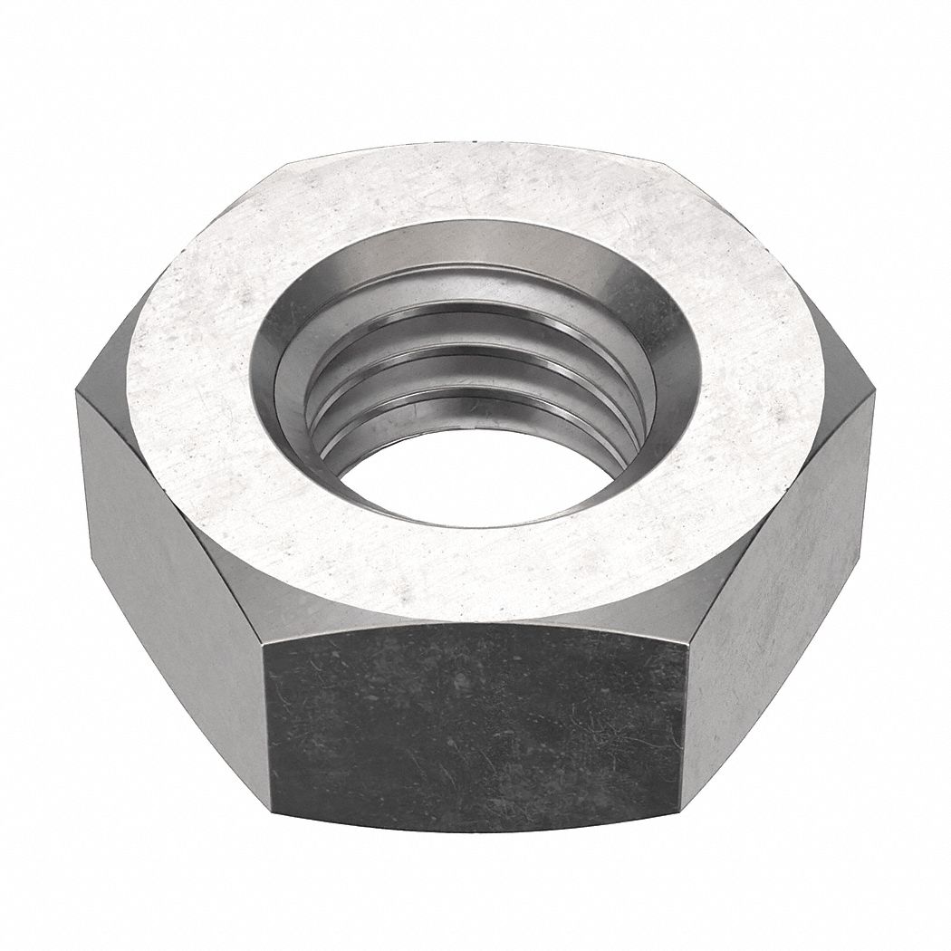 Hex Nut: Std Hex, M10x1.50 Thread, 17 mm Hex Wd, 7.5 mm Hex Ht, Stainless Steel, 316, NL-19, 25 PK