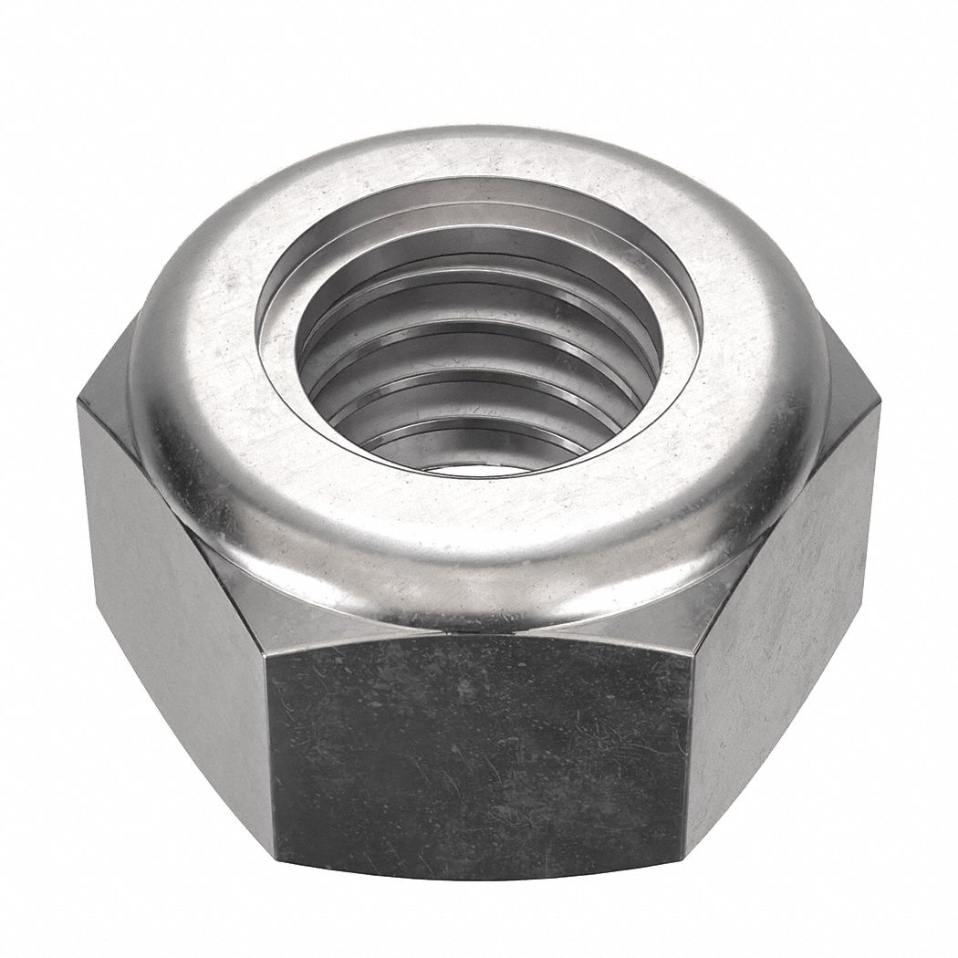 Lock Nut: Nylon Insert, Std Hex, M5x0.08 Thread Size, Stainless Steel, 18-8, NL-19, 100 PK