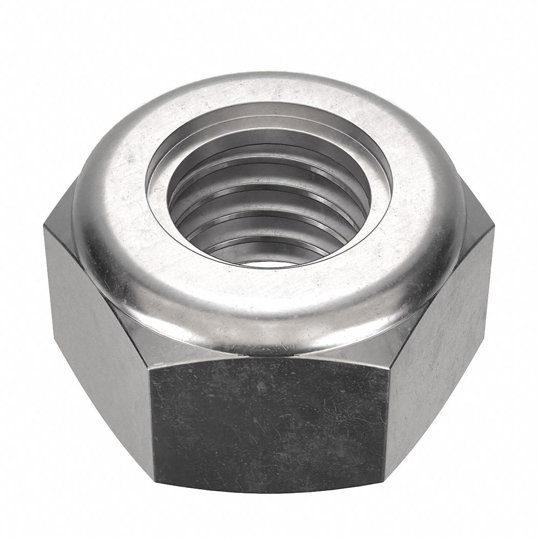 Lock Nut: Nylon Insert, Std Hex, M8x1.25 Thread Size, Stainless Steel, 18-8, NL-19, 50 PK