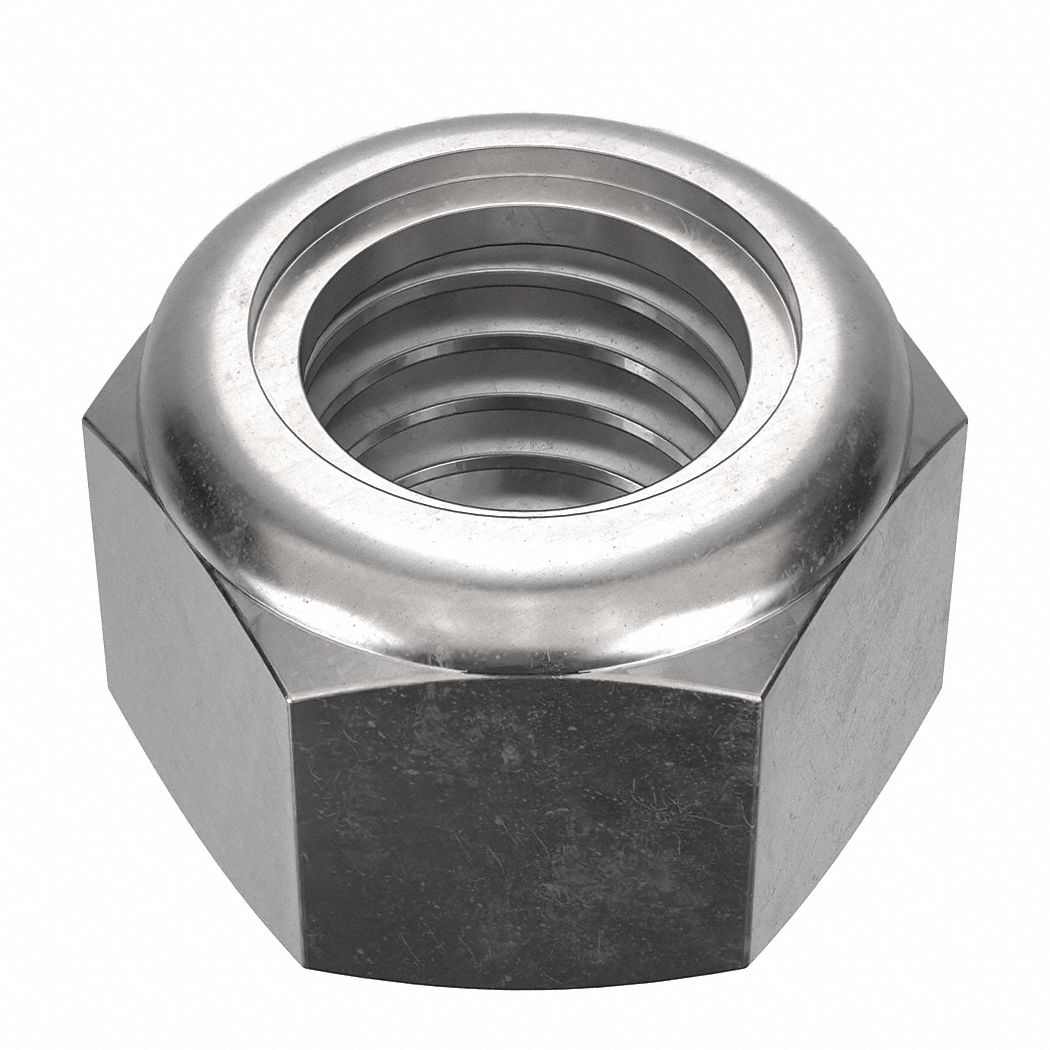 Lock Nut: Nylon Insert, Jam Hex, 7/16"-14 Thread Size, Stainless Steel, 18-8, NL-19, 25 PK