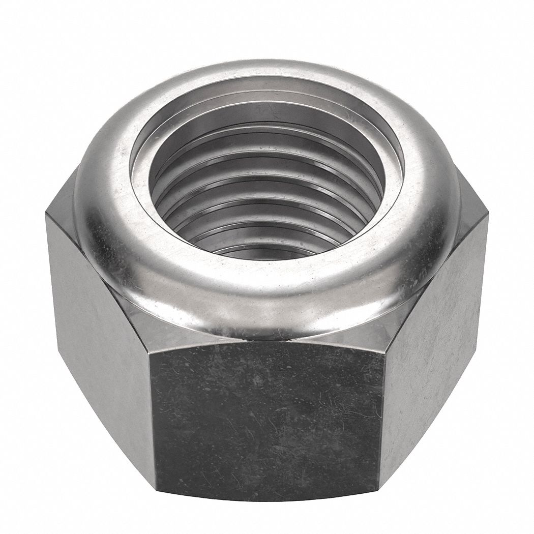 Lock Nut: Nylon Insert, Jam Hex, 1"-8 Thread Size, Stainless Steel, 18-8, NL-19, 5 PK