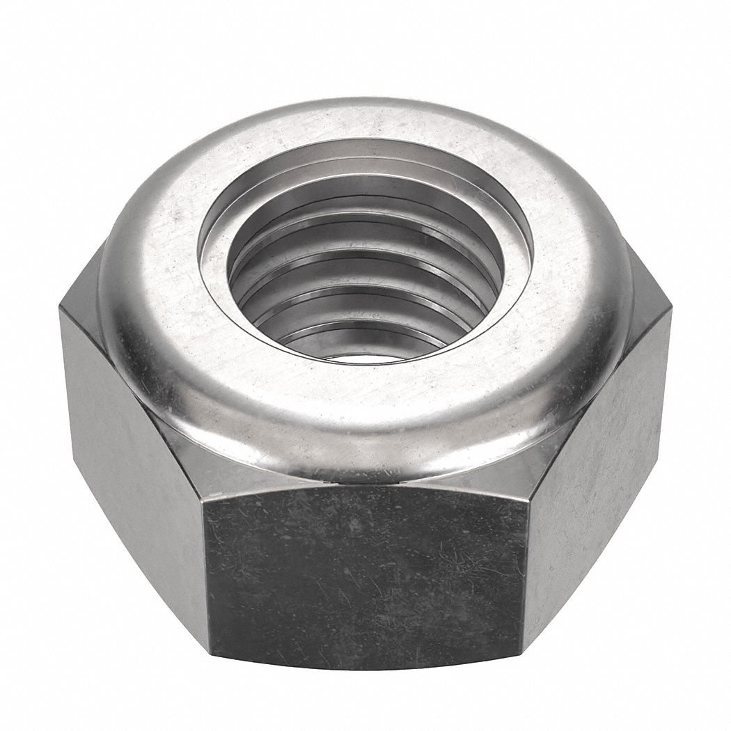 Hex Locknut: Nylon Insert, Std Hex, M8x1.25 Thread Size, Stainless Steel, 316, NL-19, 50 PK