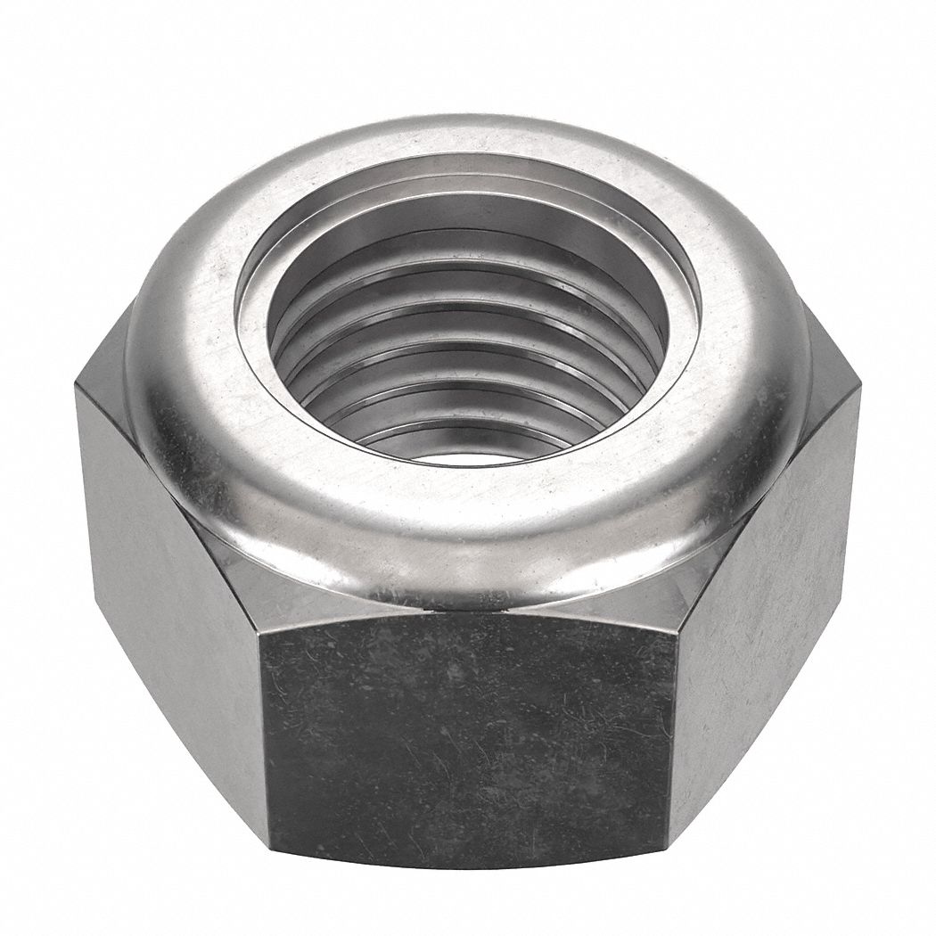Hex Locknut: Nylon Insert, Std Hex, M16x2.00 Thread Size, Stainless Steel, 316, NL-19, 5 PK